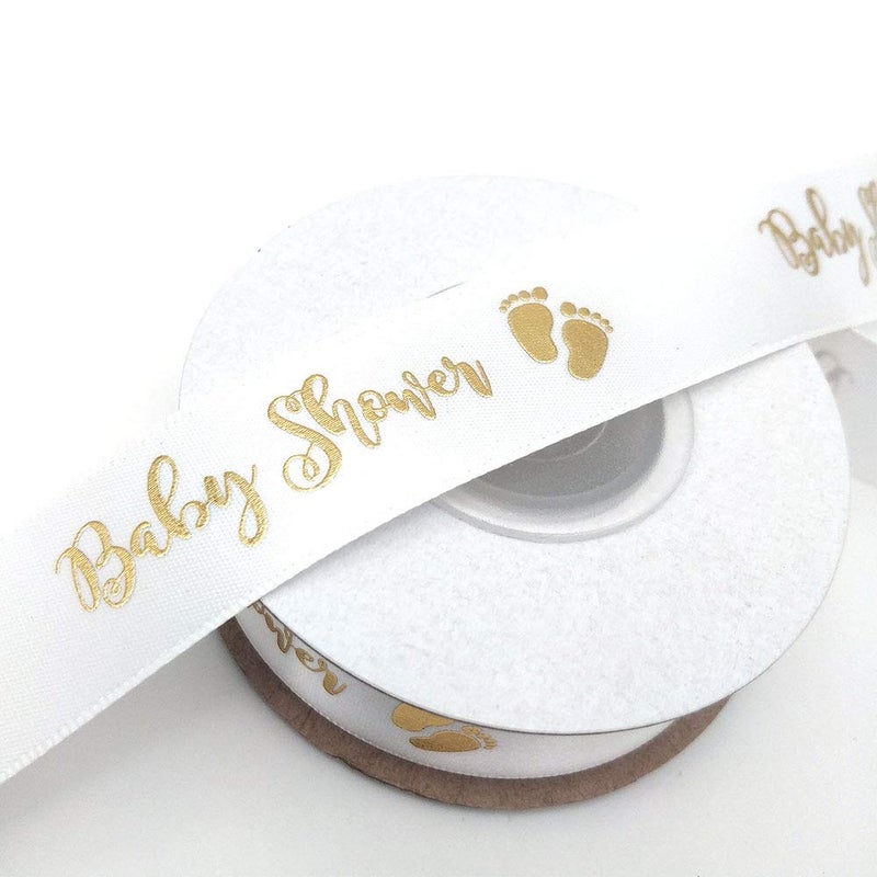 OLILLY Ribbon White and Gold for Baby Shower (White and Gold) - Image 3